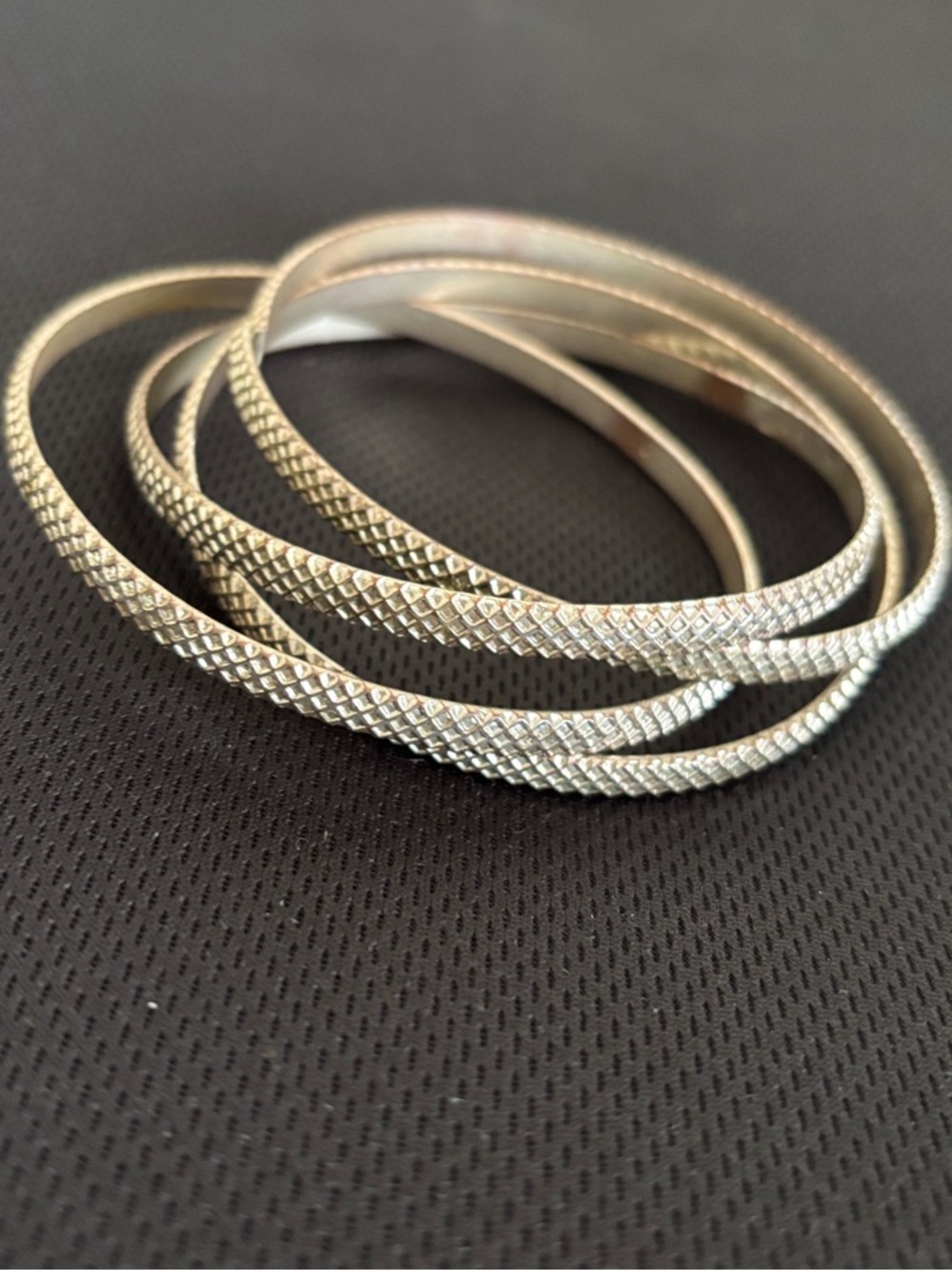 Silver Textured Stackable Bangle Set - Women Jewelry